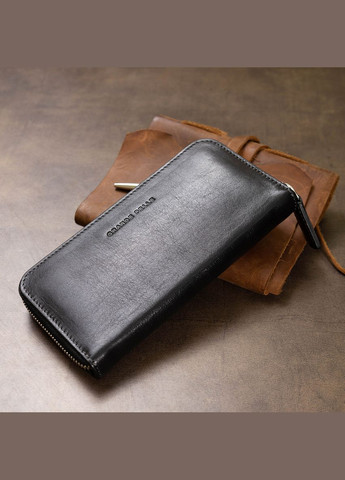 Шкіряний жіночий гаманець на блискавці з монетницею 11562 Чорний Grande Pelle (306882311)