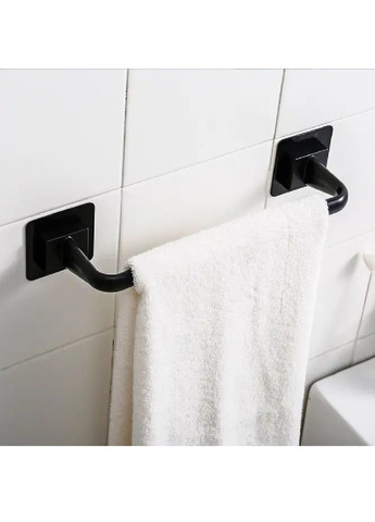 Тримач пластиковий настінний із кріпленням на клейку основу для рушників у ванну кухню 24 см (479173-Prob) Чорний Unbranded (316057503)