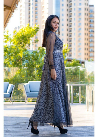 Срібна вечірня сукня сітка люрекс 9147 срібна Tanita-Romario