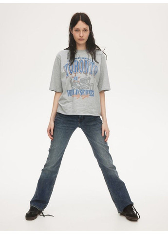 Жіноча футболка оверсайз з принтом Н&М (57544) XS Сіра H&M - (300099426)