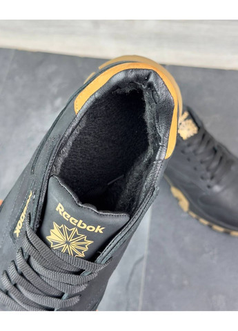 Чорні чоловічі шкіряні зимові кросівки No Brand