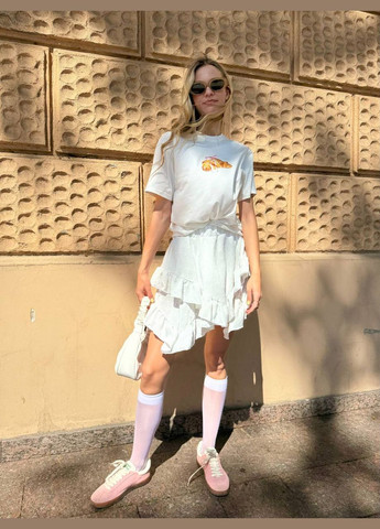 Молочная повседневная однотонная женская юбка с асимметричными углами Avanti