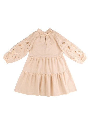 Бежевая детское платье-вышиванка для девочки бемби пл407 бежевый Бембі (331741303)