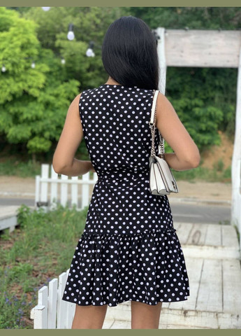 Черное легкое платье мини в горох черного цвета 32400 клеш Fashion в горошек