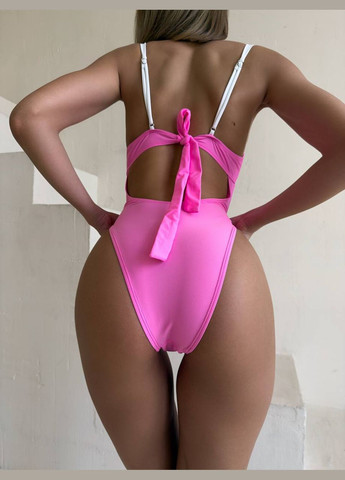 Рожевий літній яскравий суцільний купальник суцільний Vakko