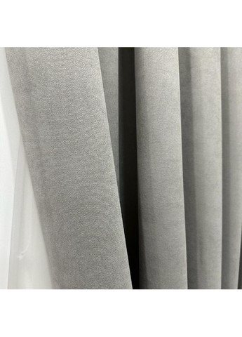 Комплект штор світло сірого кольору мікровелюр "Luxury Touch" (2 шт. по 1.5x2.7 м)- готові на тасьмі. Розкіш та затишок! No Brand (366561113)