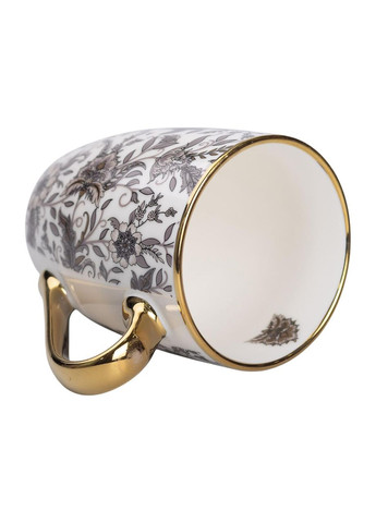 Керамическая кружка 400 (мл) с золотым ободком для чая и кофе Серая No Brand (369472905)