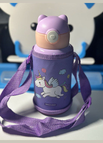 Термос детский с трубочкой Единорог 550 мл фиолетовый No Brand Єдиноріг (302891907)