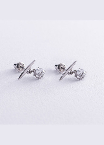 Срібні сережки пусетами Естер з фіанітами 123219 Oniks (264025059)