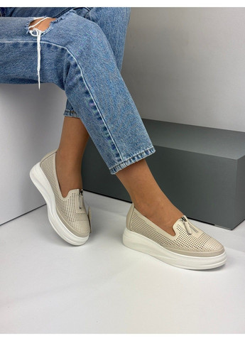 362 Мокасини Шкіряні Бежеві з перфорацією MD (335009330)