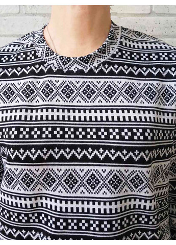 Чорно-біла домашній костюм - піжама жіночий орнамент зимовий батал No Brand