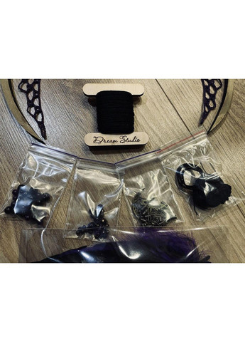 Авторский эко-набор "Ловец снов "Луна" фиолетово-черный, с пошаговой инструкцией Dream Studio (363057521)