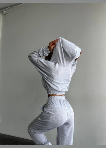 Приятный к телу нежный костюм тройка из качественной двухнитки, спортивный повседневный костюм 3-ка (топ+штаны+кофта) No Brand 472 (295547474)