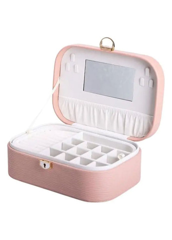 Шкатулка для украшений из экокожи 2 яруса органайзер для ювелирных изделий с замком розовая ProDobro (364192561)
