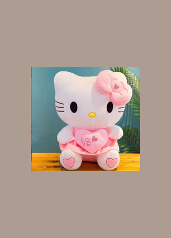 Дитяча м'яка плюшева іграшка Хелоу Кітті 30 см із серцем у руках Сонечко (317589166)
