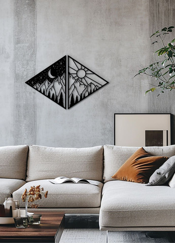 Настінний Декор в кімнату, Сучасна картина для інтер'єру "День і ніч", оригінальний подарунок 70х110 см Woodyard (292114027)