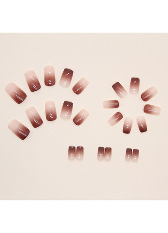 Накладні нігті з клеєм A733 Бежевий-коричневий 24 шт (A9878) Nails (308864045)