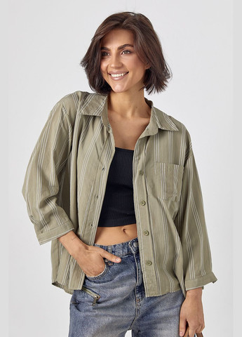 Жіноча сорочка у смужку з рукавами три чверті Lurex (319311915)