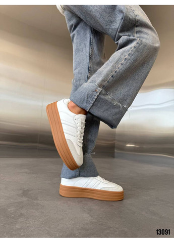 Білі кеди жіночі шкіряні з замшею, комбіновані No Brand