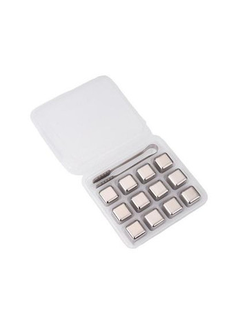 Набір з 12 каменів - металеві кубики льоду для охолодження напоїв + щипці No Brand (316580409)