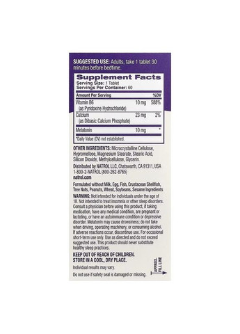 Мелатонин Медленного Высвобождения 10 мг, Melatonin Advanced Sleep,, 60 таблеток Natrol (326054398)