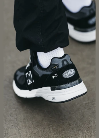 Черно-белые всесезонные кроссовки мужские new balance 993 cordura black white | нью беланс 993 черно-белые No Brand