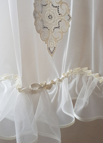Комплект тюль до підвіконня Коронки карниз 350см кремовий (71_2к) Firanka Damask (364502898)