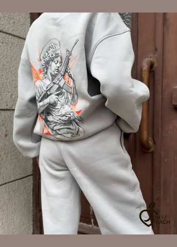 Женское утепленное худи оверсайз трехнитка на флисе лимитированная коллекция размер S-M 42-46 OhMyPeach (308072330)