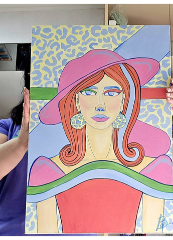 Картина акрилом "Девушка", живопись 60*40 Avon (361036315)