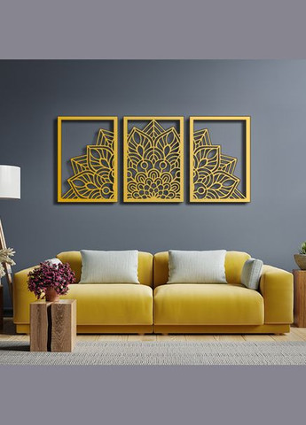 Панно 3D декоративне з об'ємом 15 мм для стін, Орнамент золоте Декоинт (278288206)