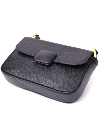 Сумка через плече шкіряна жіноча з жорстким каркасом 22391 Чорна Vintage (302007661)