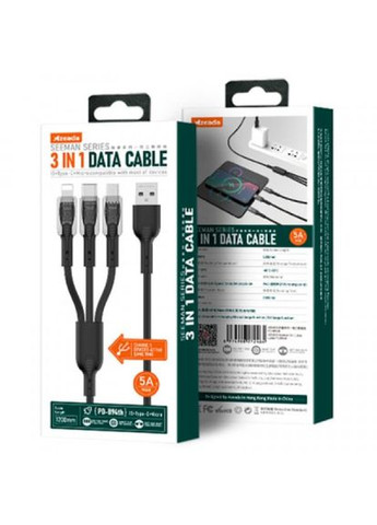 Дата кабель USB 2.0 AM to Lightning + Micro 5P + TypeC PD-B94th Black (PD-B94th-BK) Proda usb 2.0 am to lightning + micro 5p + type-c pd-b94 (268142570)