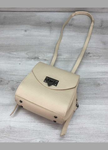 Молодіжний міський рюкзак-сумка жіночий зі штучної шкіри «Chris» молочного кольору WeLassie (298568872)