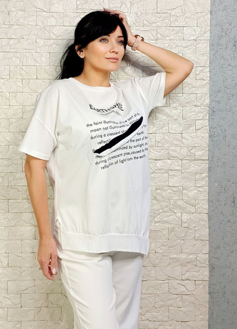 Футболка H - Z З принтом та розрізами Оверсайз трикотаж - (338412937)