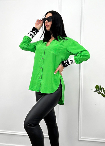 Зеленая демисезонная удлиненная женская блуза Fashion Girl Michelle