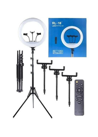 Кольцевая LED Лампа RL-18 45 см + 3 держателя + Штатив 210см 3 режима света, сенсорная с пультом Ring Light (351359193)