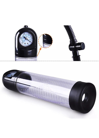 Механическая вакуумная помпа с грушей и манометром для увеличения и тренировки полового члена YEAIN (284278512)