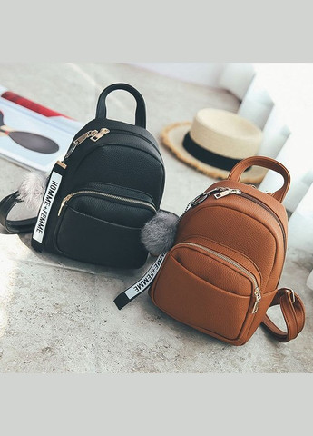 Жіночий мінірюкзачок із хутряним брелоком маленький рюкзак екошкіра No Brand (334729821)