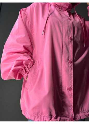 Рожева демісезонна куртка жіноча 9096-1 вітрівка оверсайз подовжена з капюшоном Lady yep