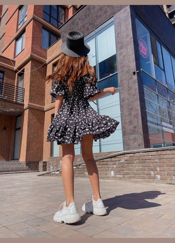 Міні сарафан з квітковим принтом та відкритими плечима MonCher (335013779)