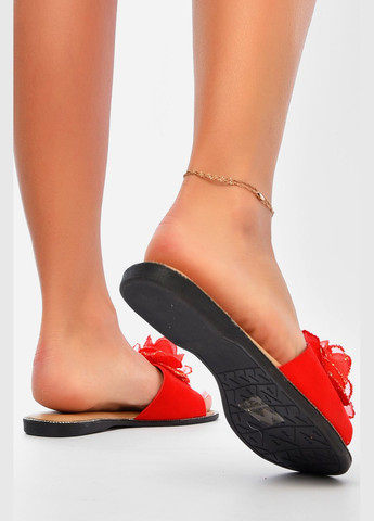 Красные шлепки женские красного цвета Let's Shop с цветами