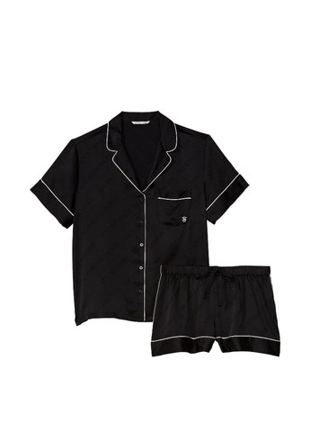 Чорна всесезон піжама satin short pajama set black Victoria's Secret