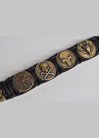 Браслет с самураем и 4 рунами из бронзы ручного литья плетение кобра + брелок в подарок No Brand (341739054)