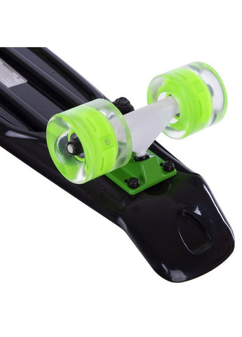 Скейтборд пластиковий LED WHEELS FISH 22in з світящими колесами (чорний-сал-сал) (SK-405-7) Penny (361437412)
