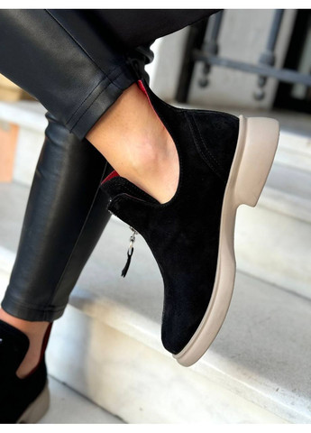 Helen Замшеві осінні туфлі чорний з натуральна замша, україна — (352009383)