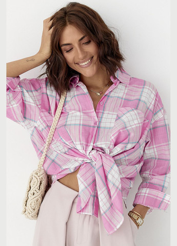 Жіноча картата сорочка на ґудзиках - темно-синій колір Lurex (340917692)