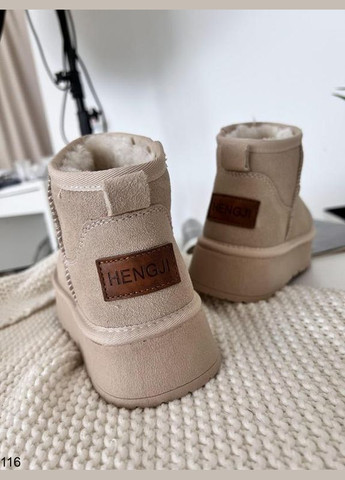 Бежевые угги на платформе, зимние сапоги, уги платформа Hengji (301872252)