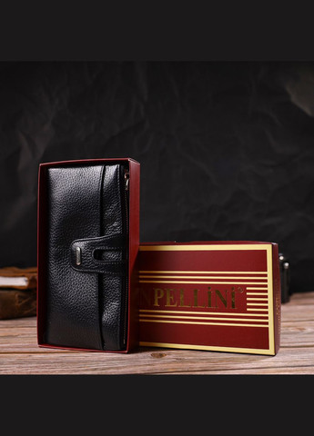 Жіночий гаманець із зручним функціоналом із натуральної шкіри з монетницею 21717 Чорний Canpellini (306881759)