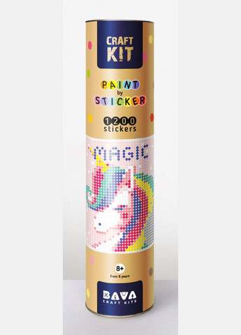 Картина по номерам стикерами в тубусе "Единорог", 33х48 см УМНЯШКА (305314583)