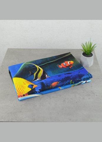 GM Textile пляжний вафельний рушник "рибки" 70х150см 120г/м2 (синій) синій виробництво -
